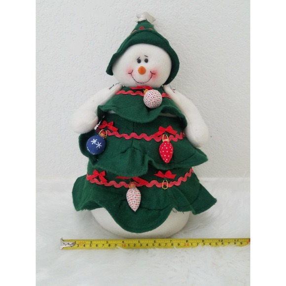 Terry's Village Snowman Wrapped in Christmas Tree Plush Bean Bottom Free Stand - Picture 3 of 9